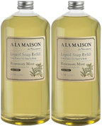 A LA MAISON French Liquid Hand Soap Refill, Rosemary Mint - Natural Hand Wash Made with Essential Oils - Biodegradable, Plant-Based, Vegan, Cruelty-Free, Alcohol & Paraben Free (33.8 oz, 2 Pack)