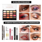 All in One Makeup Kit For Women Girls Teens Makeup set 16 Colors Eyeshadow Palette Foundation Eyeliner Contouring Stick Lip Gloss Eyebrow Mascara Makeup Brushes Makeup Gift Sets