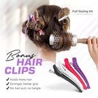 Fagaci Professional Large Round Brush with Natural Boar Bristles for Blow Drying, Nano Technology Ceramic+Ionic for Hair Styling, Volumizing and Healthy Hair - 4 Styling Clips Included