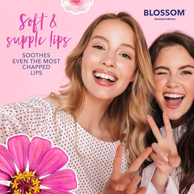 Blossom Roll on Lip Gloss, Scented Clear High Shine Moisturizing Lip Oil, Non Sticky, Infused with Real Flowers, Made in USA, 0.2oz, Strawberry Hemp
