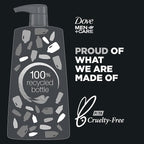 DOVE MEN + CARE Shampoo Charcoal + Clay 3 Count For Healthy-Looking Hair Naturally Derived Plant Based Cleansers 25.4 oz
