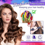 Yilloog 40 Pieces Hair Curlers Kit Heatless Spiral Curlers Tools with 2 Styling Hooks and 1 Storage Bag Multicolor Magic Curls Rollers for Women Long Medium Short Hair Classic Style