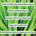 USDA Organic Aloe Vera Gel - For Face, Body, Hair - 100% Pure, After Sun Care
