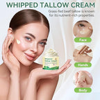 Beef Tallow for Skin, Organic Grass Fed Whipped Beef Tallow Moisturizer Deeply Nourishing for Face & Body, Natural Unscented Tallow Face Moisturizer Smooth Soft for Dry Skin, 4oz