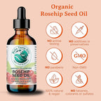 Bella Terra Oils - Organic Rosehip Oil 4 oz - Hailing from The Finest Rosa Mosqueta, Abundant in Omega-6 & Omega-3 Fatty Acids, Pure Radiance for Face