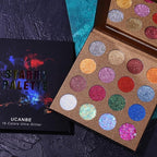 UCANBE Pro Glitter Eyeshadow Palette - Professional 16 Colors - Chunky & Fine Pressed Glitter Eye Shadow Powder Makeup Pallet Highly Pigmented Ultra Shimmer for Face Body