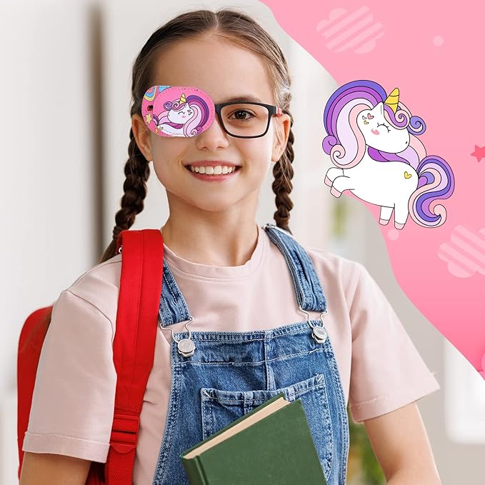 Newcotte 12 Pcs Eye Patch for Kids Girls Boys Reusable Eye Patch for Glasses over the Lens Colorful Eye Patch Toddler Eye Patch Adorable Kids Eye Patches Assorted Eye Patch Cover (Cute)