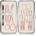 TsMADDTs Tweezers for Women Facial Hair, 8 in 1 Eyebrow Kit with Tweezers, Eyebrow Trimmer Scissors, Razor, Brush with Travel Bag, Hair Plucking Daily Beauty Tools