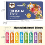 32 Pack Lip Balm, Natural Lip Balm Bulk with Vitamin E and Coconut Oil, Moisturizing Lip Balm for Dry Cracked Lips, Lip Balm for Stocking Stuffers - 8 Flavors