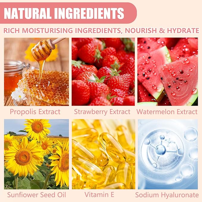 3PCS Bee Lip Balm Honey Pot,Honey Strawberry Watermelon Lip Mask Overnight Moisturizing Lip Balm,Hydrating Prevention Dry & Cracked Nourishing Sleeping Lip Mask (Honey+Strawberry+Watermelon)