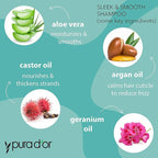 PURA D'OR Sleek & Smooth Shampoo and Conditioner Set For Frizz-Free & Silky Smooth Hair, Infused with Organic Aloe Vera, Argan Oil, Castor Oil, Bergamot Oil & Geranium Oil