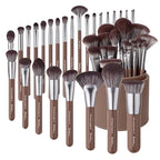 Bueart Design 26 Pcs Chocolate-colored Gift Makeup Brushes Set with Extra Large Holder,Elegant Make up Brushes for Foundation,Face Blending Powder, Contour, Highlight, Concealer, Eyeshadow