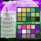 UCANBE 2pcs Eyeshadow Palette Makeup Set, Green Purple Color Shimmer Matte Metallic Eye Shadow Pallet with Soft Brush Eye Make Up Kit for Halloween Cosplay Costume Beetlejuice Medusa Poison Ivy Ursula
