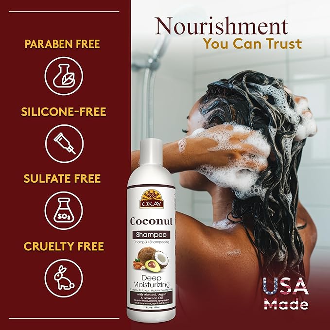OKAY COCONUT OIL DEEP MOISTURIZING SHAMPOO 12oz / 355ml