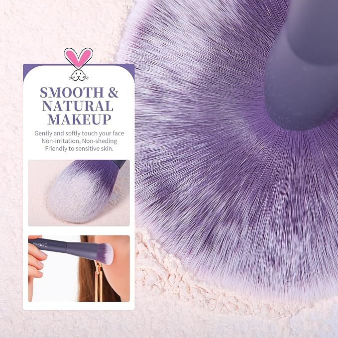 DUcare Makeup Brushes Set Professional 20pcs Vegan Make Up Brushes, Foundation Eyeshadow Concealer Contour Powder Blush Blending Eyeliner Brush with Silicone Face Mask Brush Purple