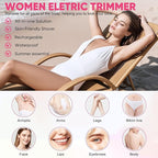 Bikini Trimmer for Women, Electric Razor & Shaver with Dual Ceramic Blades, Painless Hair Removal for Face, Body & Intimate Areas, 90min Cordless Runtime, Waterproof Travel Grooming Kit