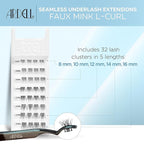 Ardell Seamless Underlash Lash Extension Kit - DIY Lash Clusters, Faux Mink L Curl Individual Lashes, Eyelash Extension for Natural Look Lash Kit, 32 Count, 1-Pack