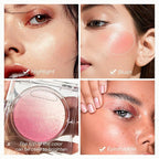 KYDA Pink Baked Blush, Pink Glow Powder for Blush and Highlighter, High Glossy Finish, Lightweight Blendable Shimmer Blusher, Multiuse Baked Powder, 0.53 oz