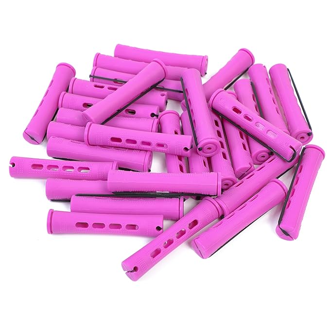 YOROSTAR 20pcs Purple Plastic Perm Rods Set for Natural Hair Cold Wave Rods Hair Rollers for Long Short Women's Hair DIY Hairdressing Tools