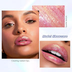 Hot Pink Glitter Lip Gloss Liquid Lipstick, Diamond Shimmer Metallic Sparkly Iridescent Chameleon Lip Gloss Gift for Women, Long Lasting Waterproof Highly Pigment Holographic Lip Makeup05