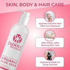 Organic Aloe vera Gel - 8.4 oz / 250ml | For Hair, Scalp, Face, Dry Skin, Sunburn, & Sensitive Skin -Reduces Redness, Helps Protect Damaged Skin | Cold Pressed, Vegan, 100% Natural