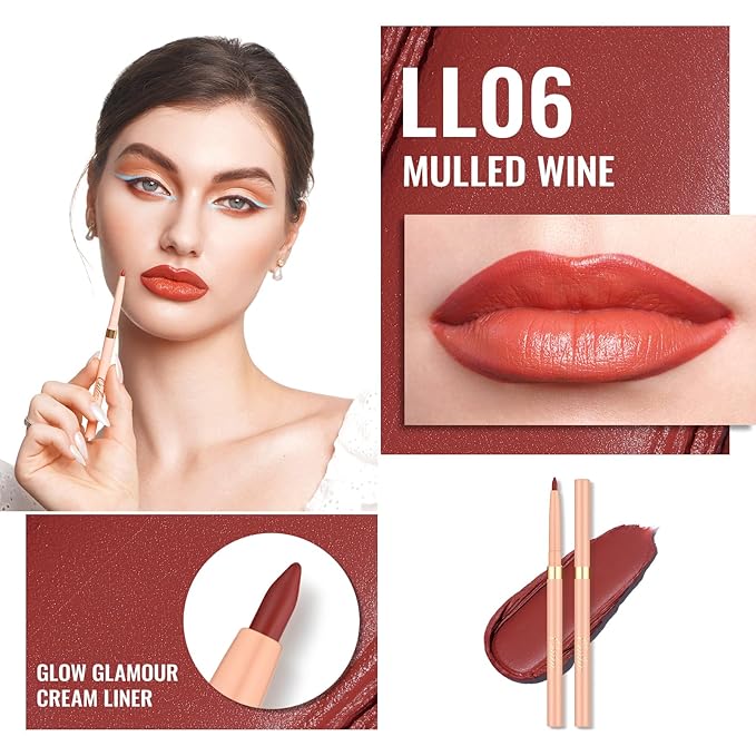Oulac Waterproof Lipliner Pencil Set - Smooth and Creamy, Retractable Lip Makeup for Precision Application, Vegan & Cruelty-Free, L02+L06+L09