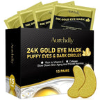Under Eye Patches(15 Pairs), 24K Gold Eye Mask for Dark Circles, Puffy Eyes and Wrinkles, with Hyaluronic Acid & Collagen