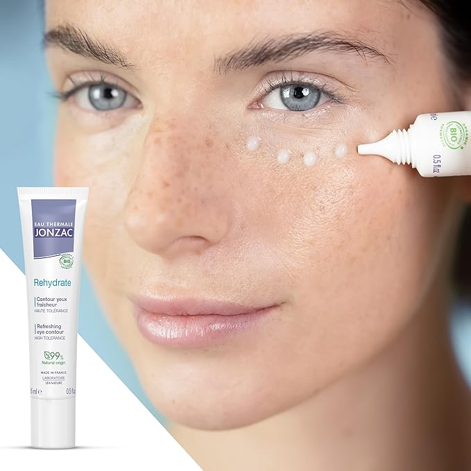 Rehydrate Organic Refreshing Eye Contour Cream - Soothing Hydration with Hyaluronic Acid For Dark Circles -For Sensitive Skin 0.5 Fl Oz