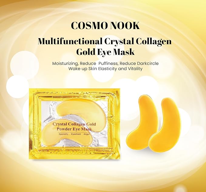 Under Eye Patches (20 Pairs) - Golden Eye Mask with Amino Acid & Collagen, Cooling Eye Care for Wrinkles, Puffy Eyes & Dark Circles, Skincare Treatment for Men & Women