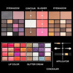 All In One Makeup Gift Kit - Ultimate Color Combination - 36 Eyeshadow, 28 Lip Gloss, 3 Blusher, 4 Concealer, 3 Contour Powder, 3 Brushes, 1 Mirror, 74 Colors Palette Set