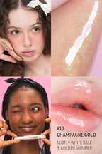 self beauty Veganize Collagen Lip Glass Balm - Hydrating Lip w/Hyaluronic Acid - Vegan Korean Lip Balm Moisturizing Lip Care – Lip Gloss Repair for Dry Cracked Lips 0.06 oz (#10 Champagne Gold)