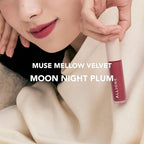 Mellow Velvet Lip Tint | Non-Sticky Lightweight Korean Lip Stain, High Pigmented Long Lasting Moisturizing Soft Matte Liquid Lipstick, Natural Vivid Color, Moon Night Plum