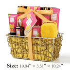 Bath & Body Gift Set, Luxury Home Spa Bath Gift Basket Citrus & Pink Grapefruit Spa Kit Gift Woman, 11 Pcs Self Care Kit Gifts With Bubble Bath, Massage Oil, Bath Brush, Birthday Gifts for Women