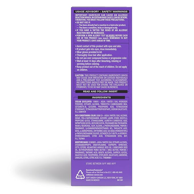 SoftSheen-Carson Dark and Lovely Fade Resist Rich Conditioning Hair Color, Permanent Hair Color, Up To 100 percent Gray Coverage, Brilliant Shine with Argan Oil and Vitamin E, Natural Black