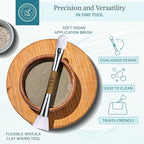 Bare Essentials Living - Clay Face Mask Brush (2 Pack, Bamboo) Dual Soft Silicone Face Mask Applicator Brush Tool, Great Facial Essentials, Moisturizer Applicator & Skincare Brush for Facials