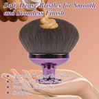90MM Extra Large Self Tanner Kabuki Makeup Brush – Ultra Soft Dense Vegan Bristles for Body Makeup, Bronzer & Foundation–Applies Tanning Mousse, Lotion & Self Tanner，Wet & Dry (Purple)