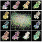 Allstarry 12 Colors Chunky Glitter Holographic Craft Glitter Cosmetic Nail Art Sequins Mixed Fine Glitter Flakes for Nails Art Decoration Hair Eyes Face Body, Resin Tumblers, Epoxy, Slime