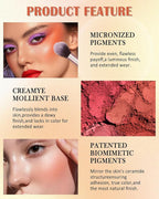 Matte Rose Face Blush Palette Kit with Brush-6 Color High Pigment Silky Mineral Blendable Blusher Contour Powder for Cheeks,Longlasting Eyeshadow Facial Beauty Cosmetic Makeup Gift for Women-Set 02