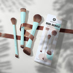 EIGSHOW Makeup Brush Set, 3Pcs Dual Ended Face Makeup Brushes for Foundation Powder Contour Highlight Concealer Nose Shadow, Travel Gift Set (Cyan)