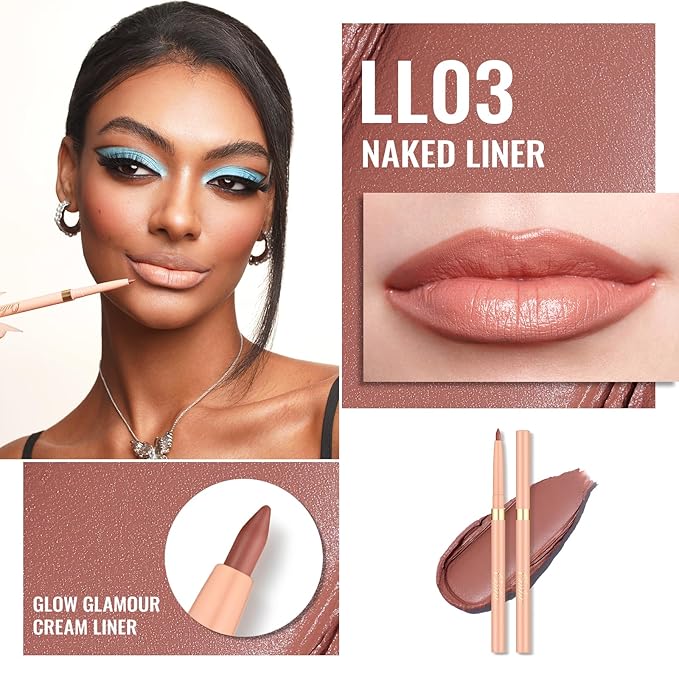 Oulac Waterproof Lipliner Pencil Set - Smooth and Creamy, Retractable Lip Makeup for Precision Application, Vegan & Cruelty-Free, 03 Teddy+06 Body Talk+LL03 Naked Liner