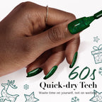 AZUREBEAUTY Christmas Nail Polish Quick Dry Green Glitter Nail Polish Natural Shine Nail Lacquer Salon-Quality for Women Girl Gift Set 1Pcs 0.34 fl oz