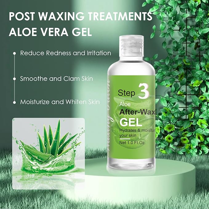Aloe Vera Gel Unscented, Soothing and Moisture after waxing care, from freshly cut Pure Aloe, Sunburn Relief, for Face, Skin and Hair, 3 bottles (1.01 fl oz x 3)