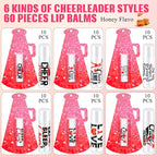 60 Pcs Cheerleading Lip Balm Bulk Cheer Teams Lip Balm Gifts Set Honey Moisturizing Lip Care Flavor Hydration Dry Chapped Lips for Men Women Children(Red)