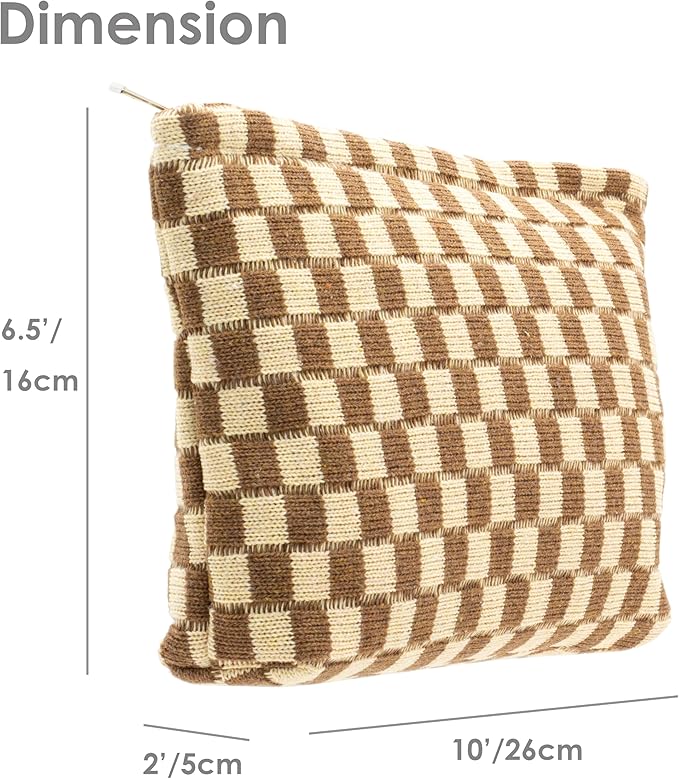 Pazimiik knitted checkered makeup bag