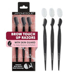 Japonesque Brow Touch Up Razors with Ultra-Sharp Stainless Steel Blades, for Removal of Unwanted Facial Hair and Peach Fuzz, Protective Blade Cover for Safe Storage Included