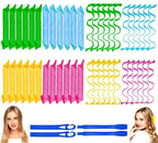 48PCS Hair Curlers Heatless Spiral and Wave Two Styles’Curls(20inch) No Heat Curlers with 4PCS DIY Styling Hooks for Women and Girls’ Medium or Long Hair (20 inch)