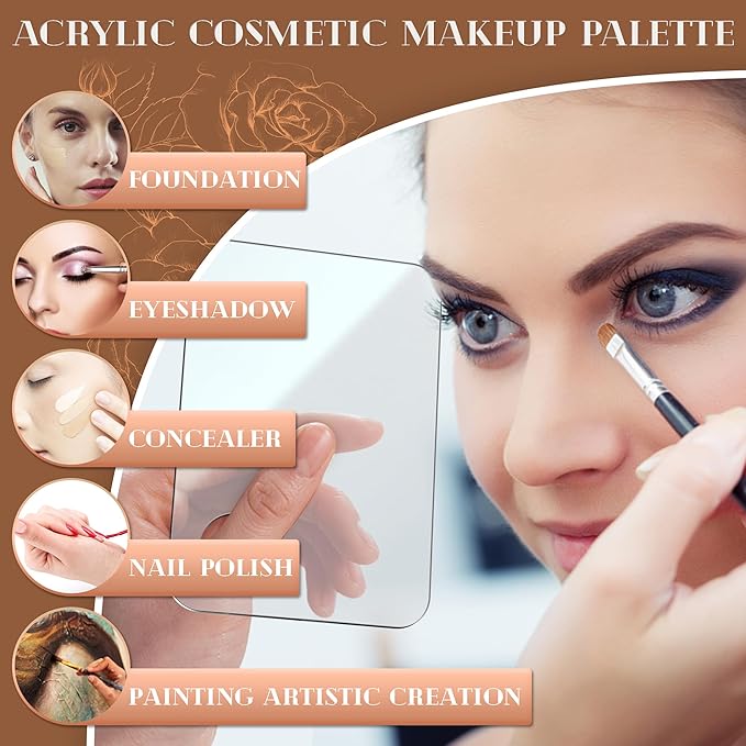 Acrylic Cosmetic Makeup Palette, 4 In 2 Set Makeup Mixing Palette with Spatula, Makeup Palette for Foundation, Makeup Mixing Tray, Foundation Mixing Palette, Makeup Palette Mixing Tray, Paint Palettes