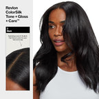 Revlon ColorSilk Tone + Gloss + Care Demi Permanent Hair Color, Dye Kit with Leave-In Scalp and Haircare Serum, 2x Shinier, 4x Stronger, 1 Black, 4.5 fl oz