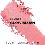 UCANBE Baked Blush for Cheek, Glow Blushing Palette - Seamless Silky Blendable Powder Blush Makeup Palette, Delivering Long Last Natural Ruddy Complexion, 02 Coral