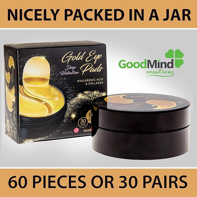 Under Eye Mask Patches Collagen, Gold Eye Patches for Puffy Eyes, 24K Gold Eye Mask, Under Eye Gel Pads, Eye Masks for Dark Circles, Puffiness Treatment Eye Masks Skincare